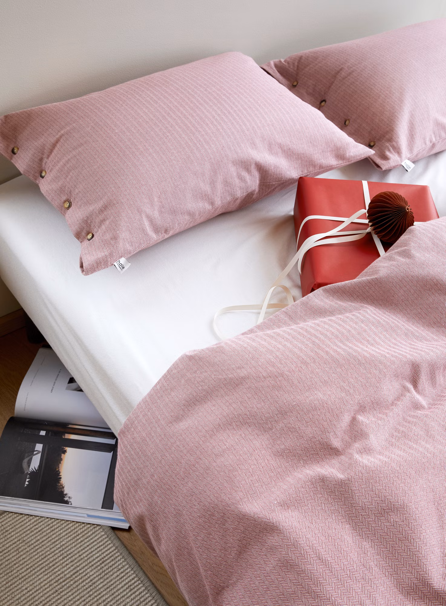 Balder flanellsengesett rød