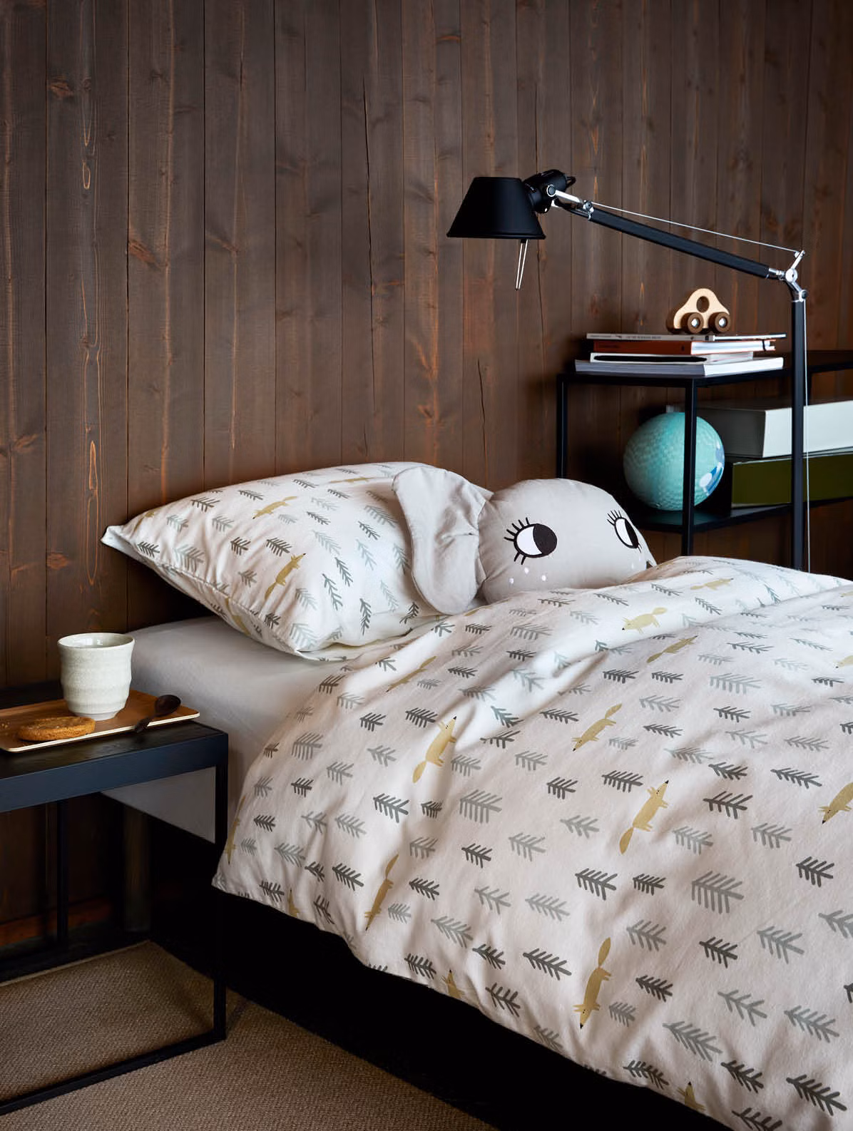 Skogstur flanellsengesett dempet grønn