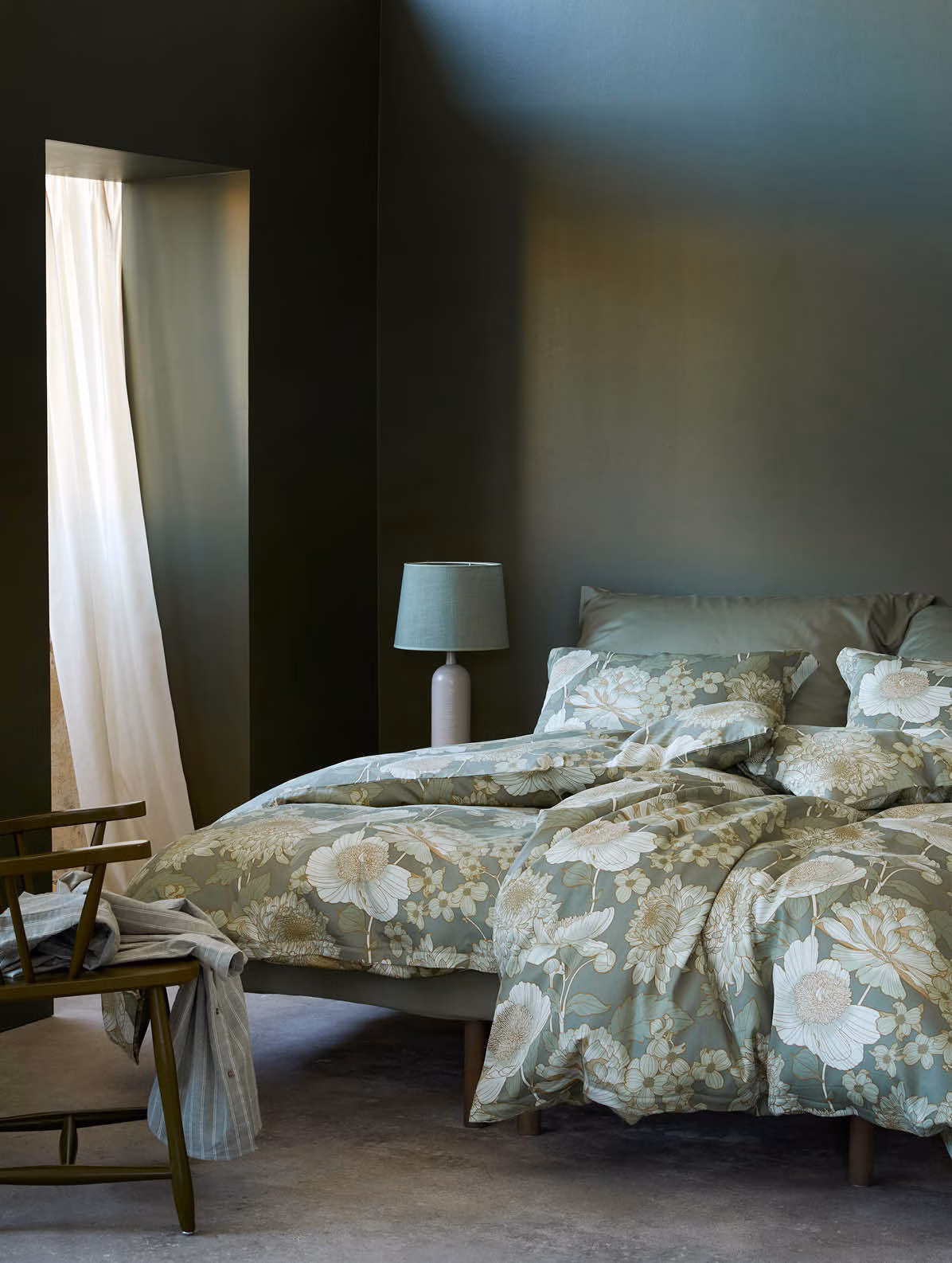 Isabell satengsengesett dempet grønn