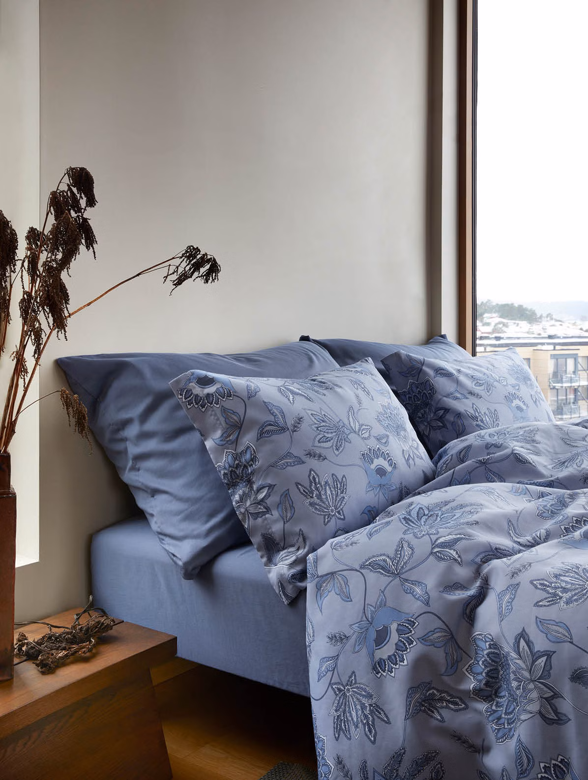 Mille satengsengesett denimblå