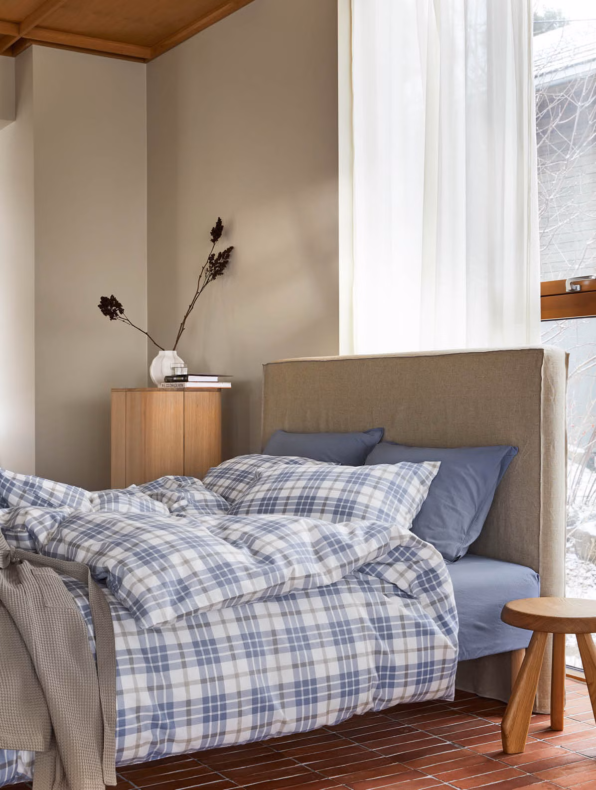 Lukas flanellsengesett dus denimblå