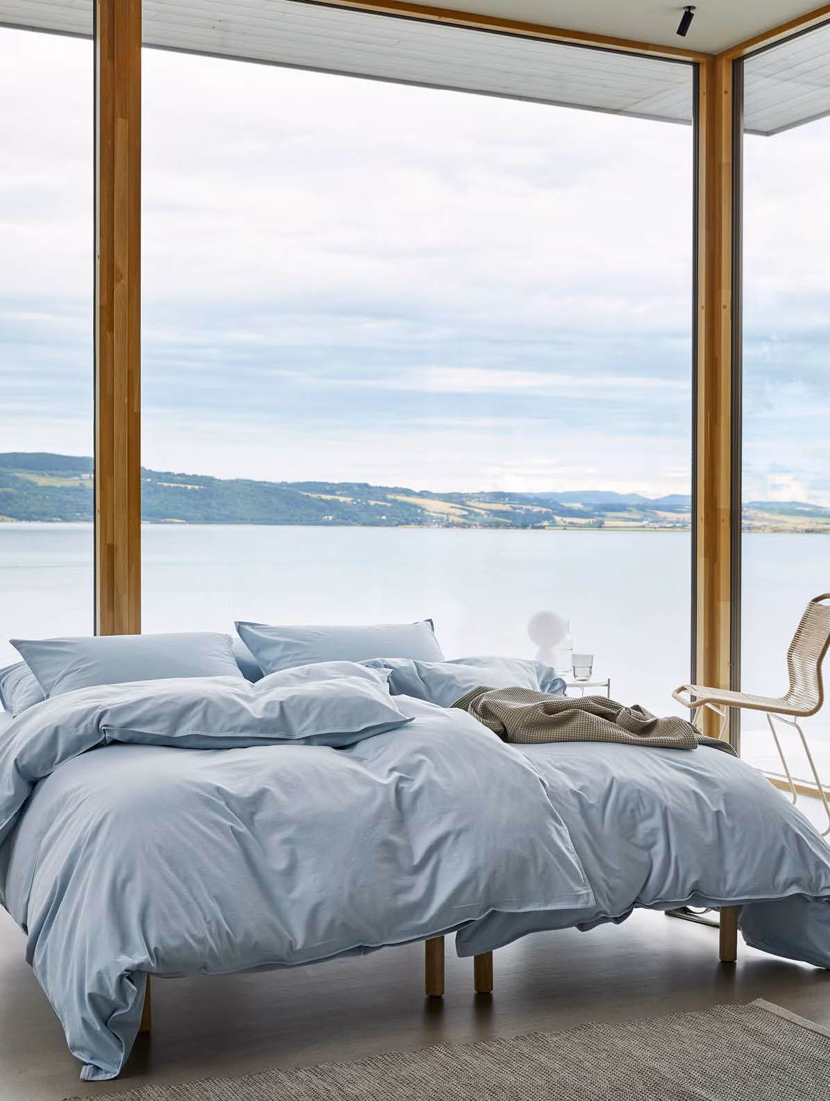 Frøya bomullssengesett dempet blå