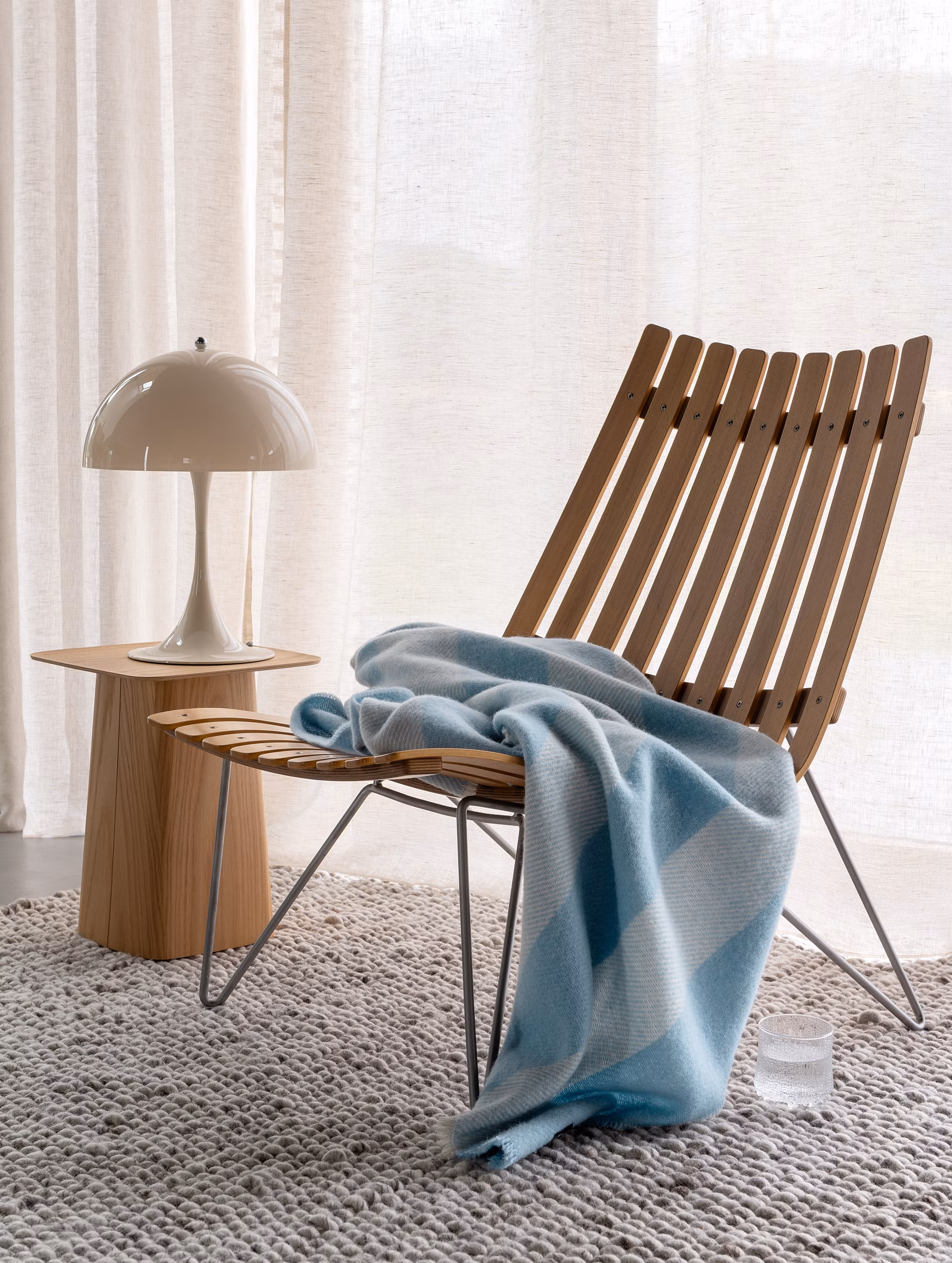 Ringstind ullpledd lys blå