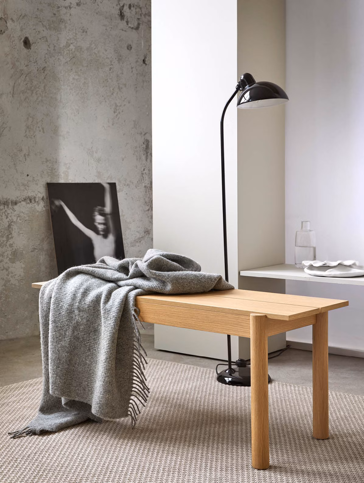 Falketind ullpledd naturlig grå