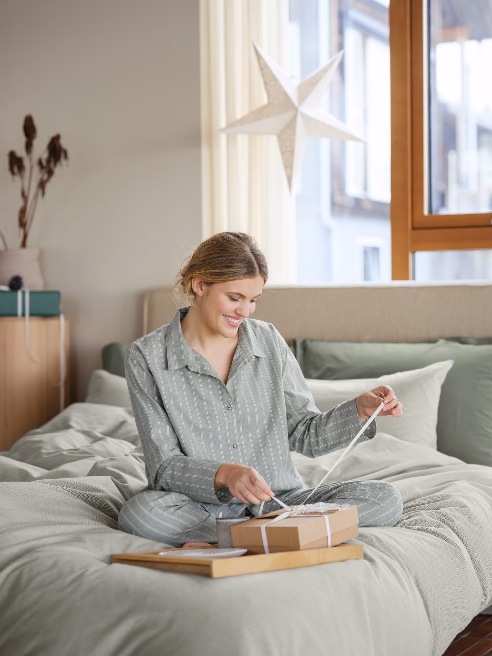 Pilen pyjamas flanell dempet grønn