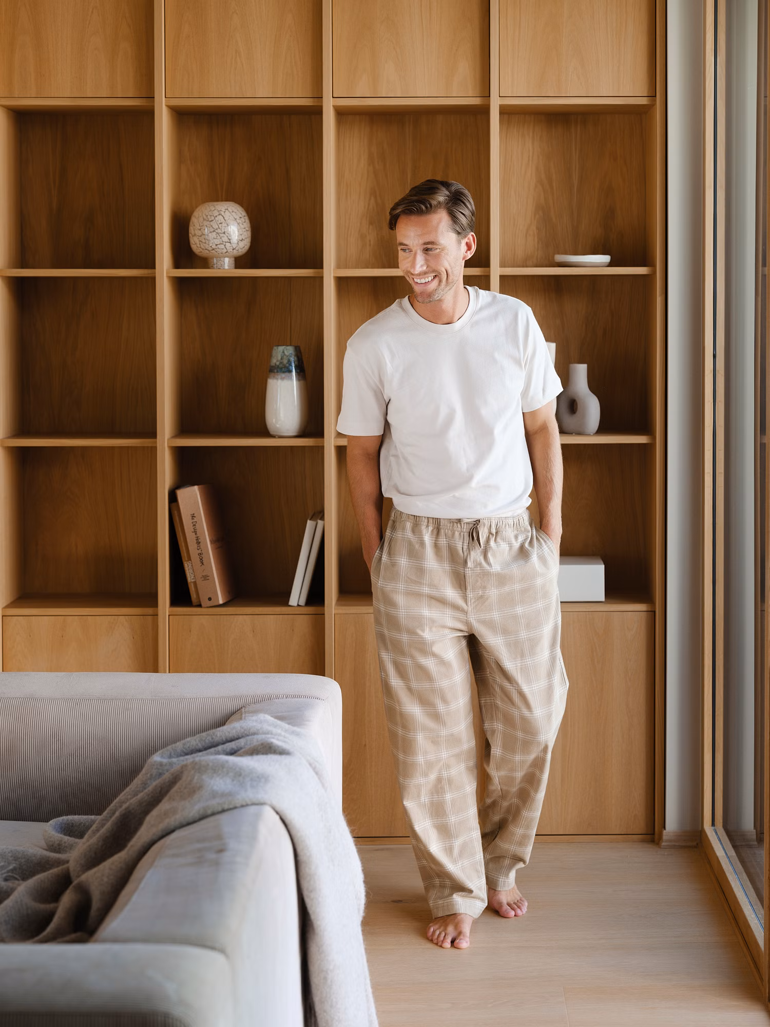 Ravnen pyjamasbukse beige herre