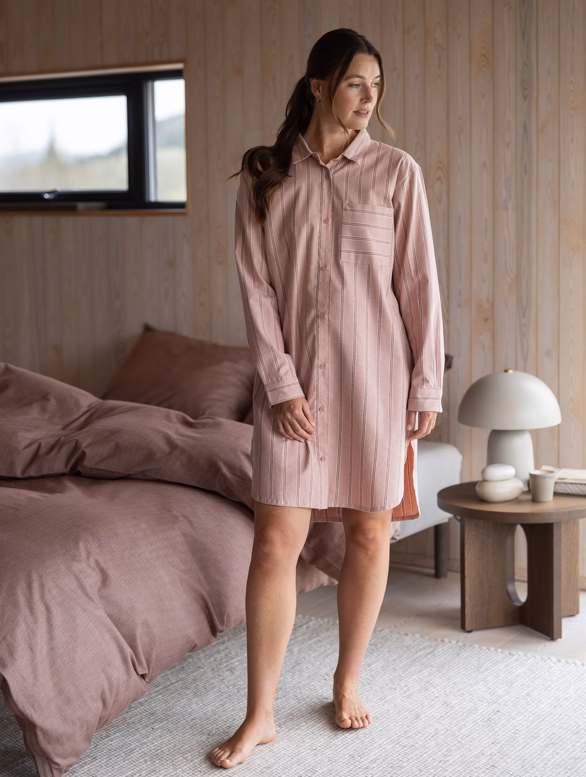 Nova nattskjorte dame varm rosa