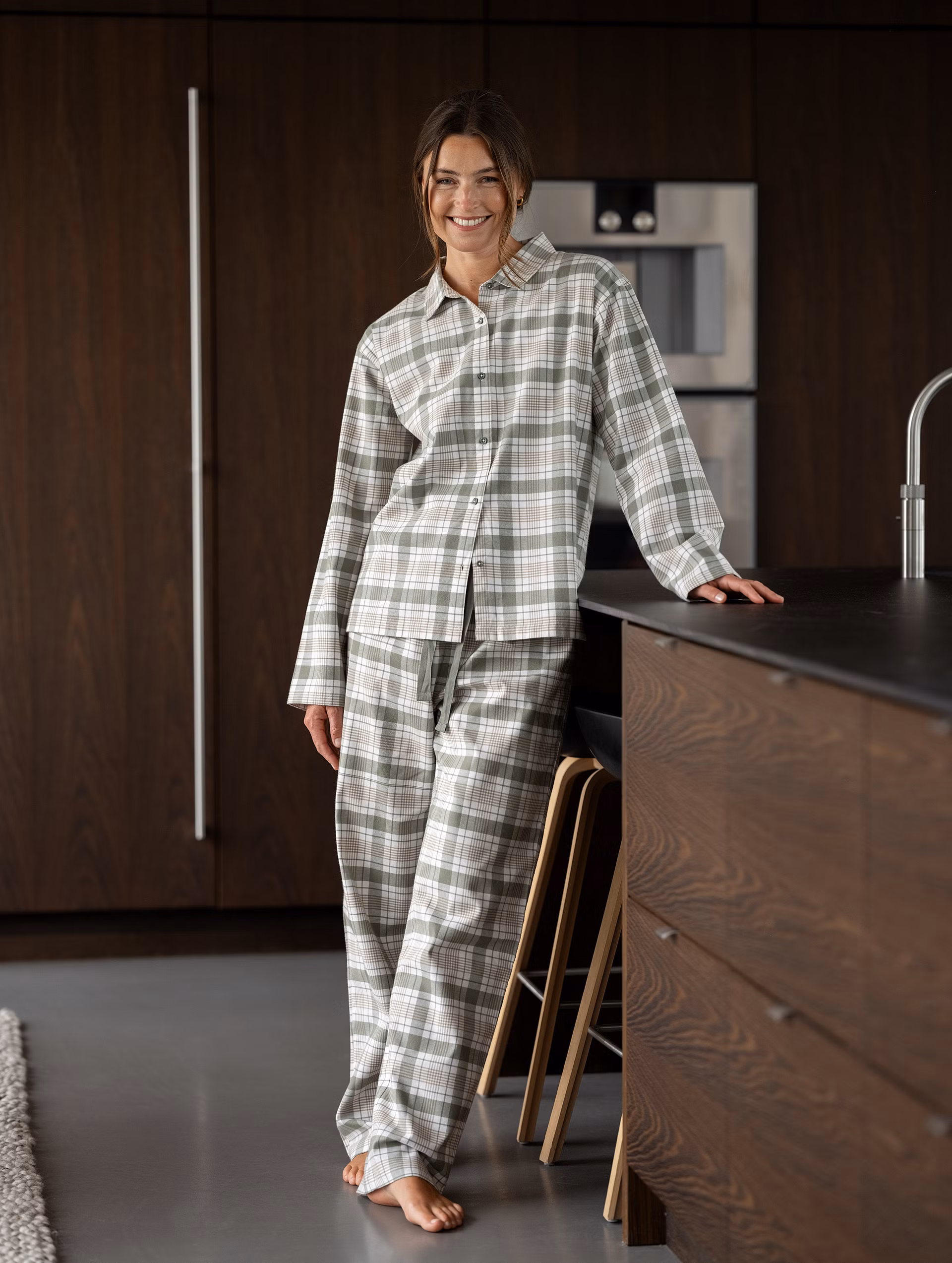 Gabriel flanellpyjamas dame grønn