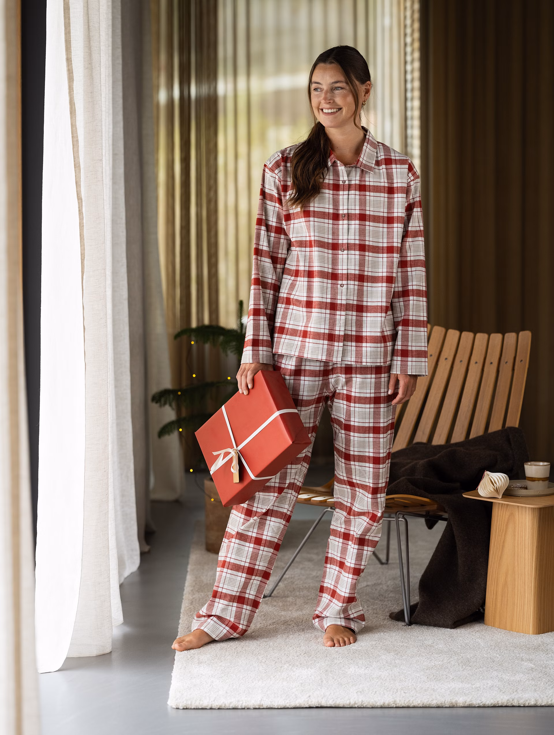 Gabriel flanellpyjamas dame rød