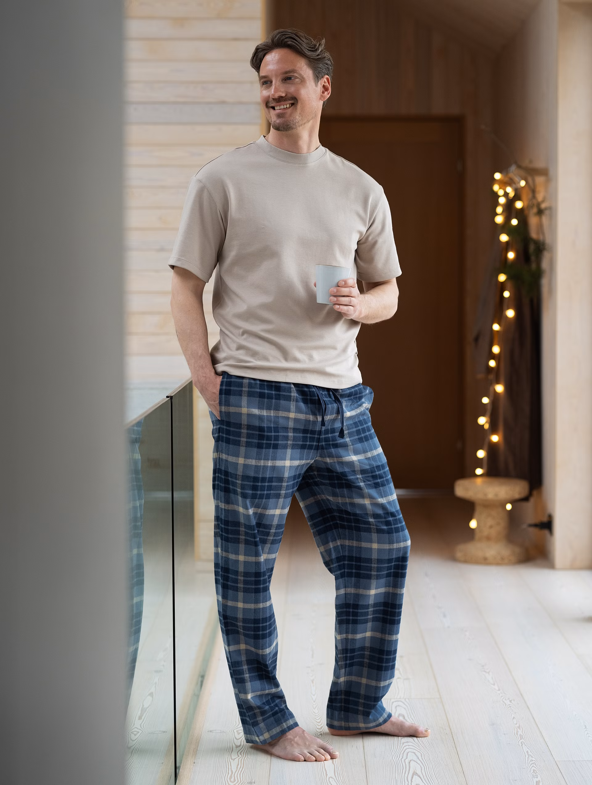 Lukas pyjamasbukse herre blå
