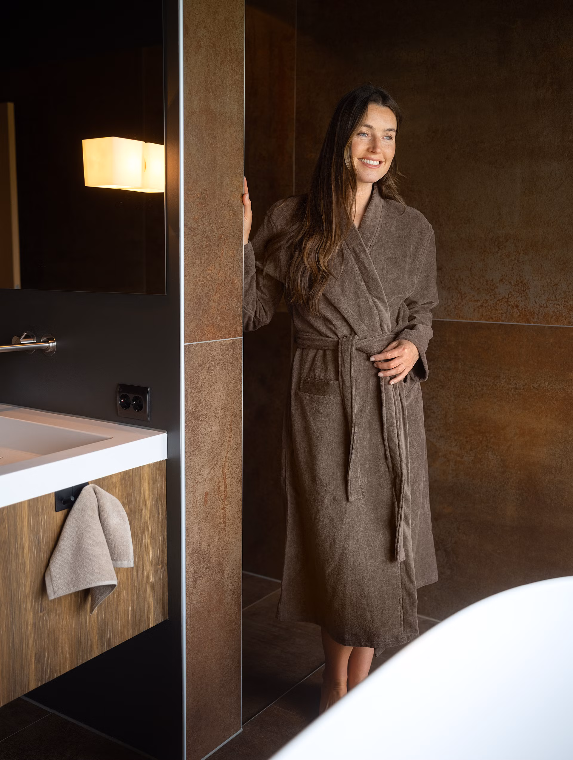 Gaia morgenkåpe sjokoladebrun